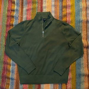 JCrew Factory Half Zip Green Sweater. 50% Merino Wool/50% Acrylic. Size med.l.